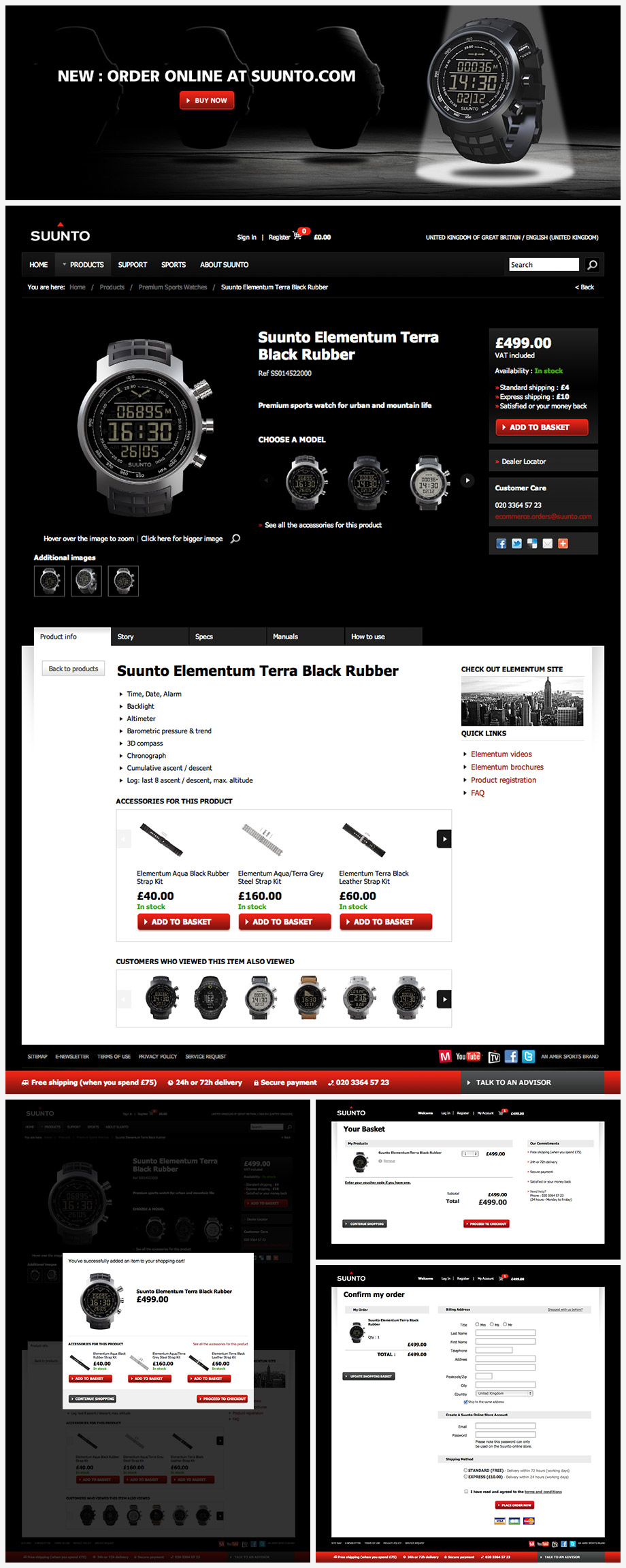Examples of Suunto's e-commerce features